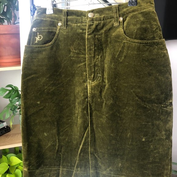 Green Velvet High-Waisted Skirt Italian - Picture 4 of 7